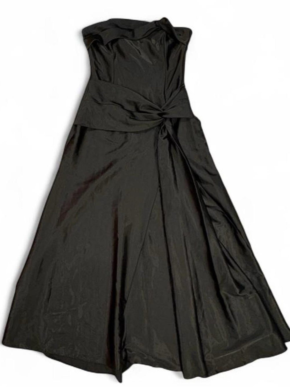 Vintage Jessica McClintock black strapless satin dress with twist band detail
